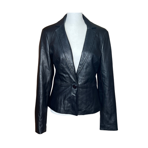 Vtg Y2K Cache Leather Jacket Black Buttery Soft Single Button Baddie Goth Grunge - Picture 1 of 11